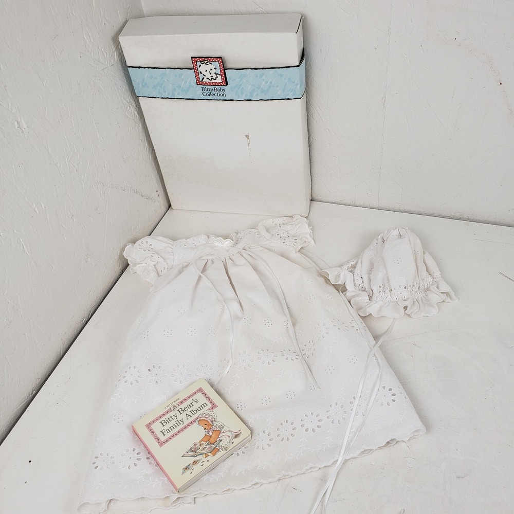 Pleasant Co American Girl Bitty Baby Special Occasion White Eyelet Gown Bonnet